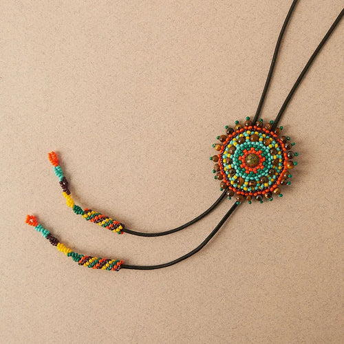 Mother Sierra Colorful Beaded Cattle Kai Bolo Tie