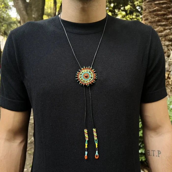 Mother Sierra Colorful Beaded Cattle Kai Bolo Tie