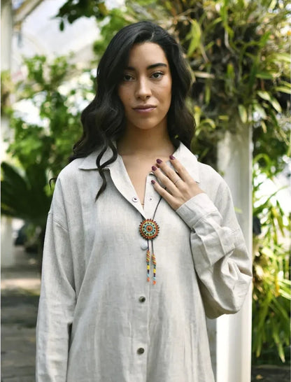 Mother Sierra Colorful Beaded Cattle Kai Bolo Tie