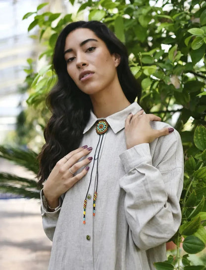 Mother Sierra Colorful Beaded Cattle Kai Bolo Tie