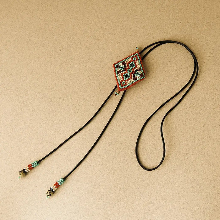 Mother Sierra Colorful Beaded San Antonio Bolo Tie
