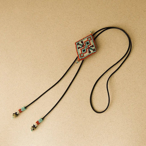 Mother Sierra Colorful Beaded San Antonio Bolo Tie