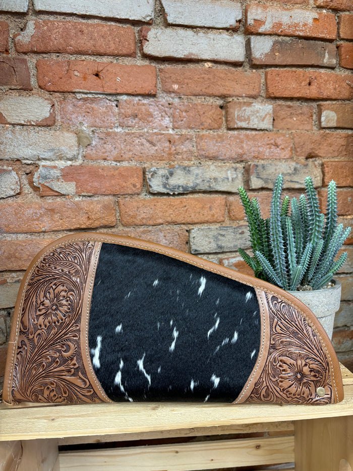 Myra Bag Sonoran Range Hair-On Hide & Tooled Leather 15" Gun Case S-10875-Painted Cowgirl Western Store