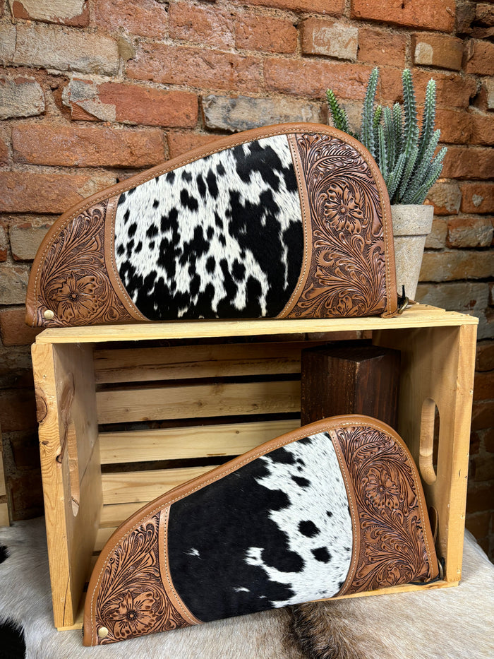 Myra Bag Sonoran Range Hair-On Hide & Tooled Leather 15" Gun Case S-10875-Painted Cowgirl Western Store