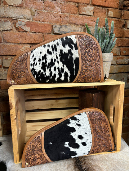 Myra Bag Sonoran Range Hair-On Hide & Tooled Leather 15" Gun Case S-10875-Painted Cowgirl Western Store