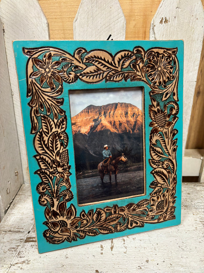 Myra Bag Time of Traditions Hand-Tooled Leather 4X6 Picture Frame S-8191-Painted Cowgirl Western Store