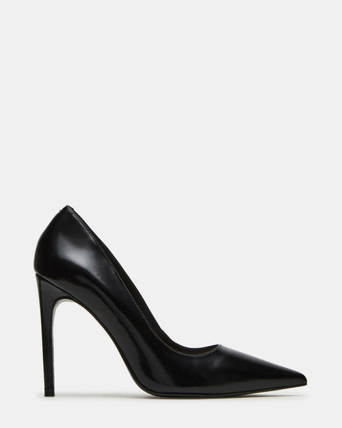 NOIR Black Leather Pointed-Toe Stiletto Pump Women's Heels | Steve Madden