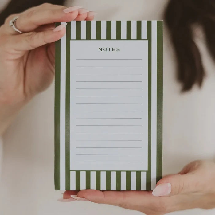 Olive Green Striped Notepad