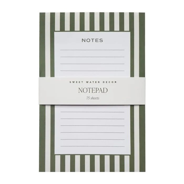 Olive Green Striped Notepad