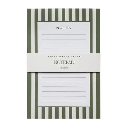 Olive Green Striped Notepad