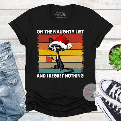 Naughty list holiday party shirt with humorous Christmas quote perfect for festive gatherings