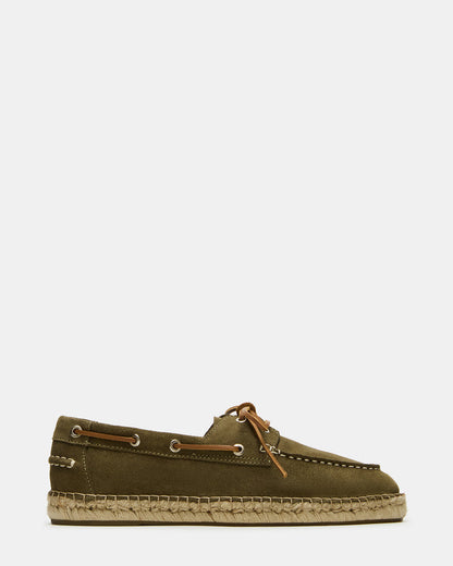 PANCHO Olive Suede Slip-On Espadrille Boat Shoe Men's Casual | Steve Madden