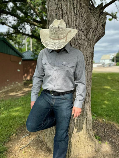 Panhandle Men's Select Grey Print Long Sleeve Shirt PXN2S03782 PMN2S03782-Painted Cowgirl Western Store