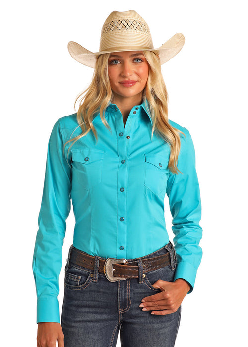 Panhandle Slim Women's Peacock Turquoise Long Sleeve Snap Up Western Shirt SWN2S06119