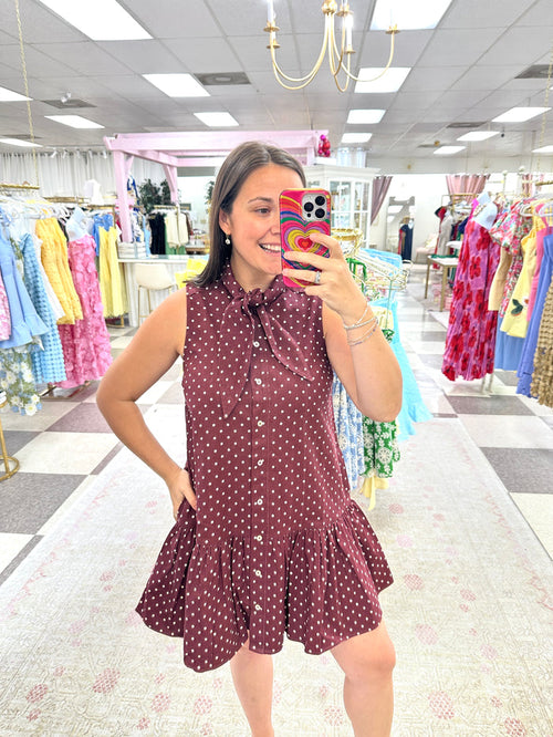 Parker Polka Dot Dress (Wine)