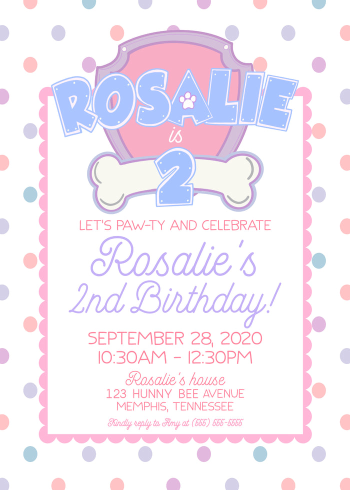 Paw Patrol Birthday Invitation
