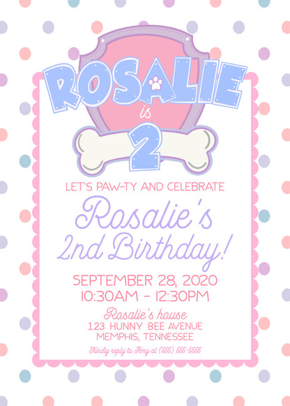 Paw Patrol Birthday Invitation