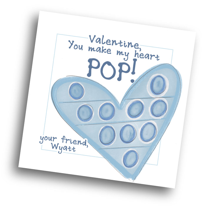 Pop It Valentine Card - Blue