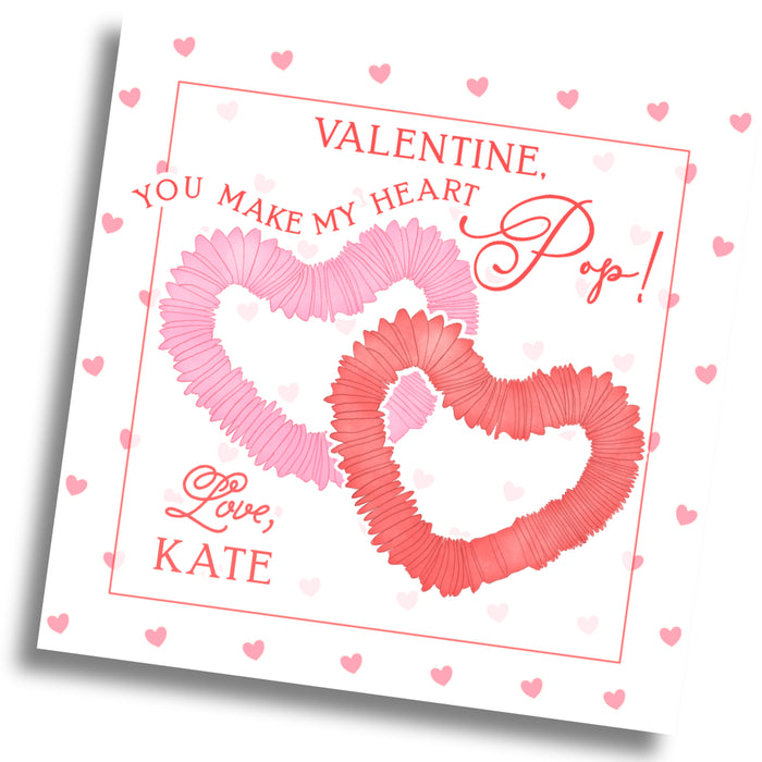 Pop Tube Valentine Card - Girl