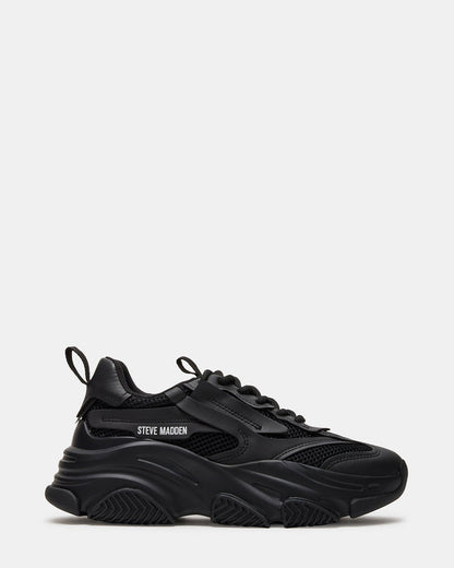 POSSESSION Black Platform Lace-Up Women's Sneaker | Steve Madden