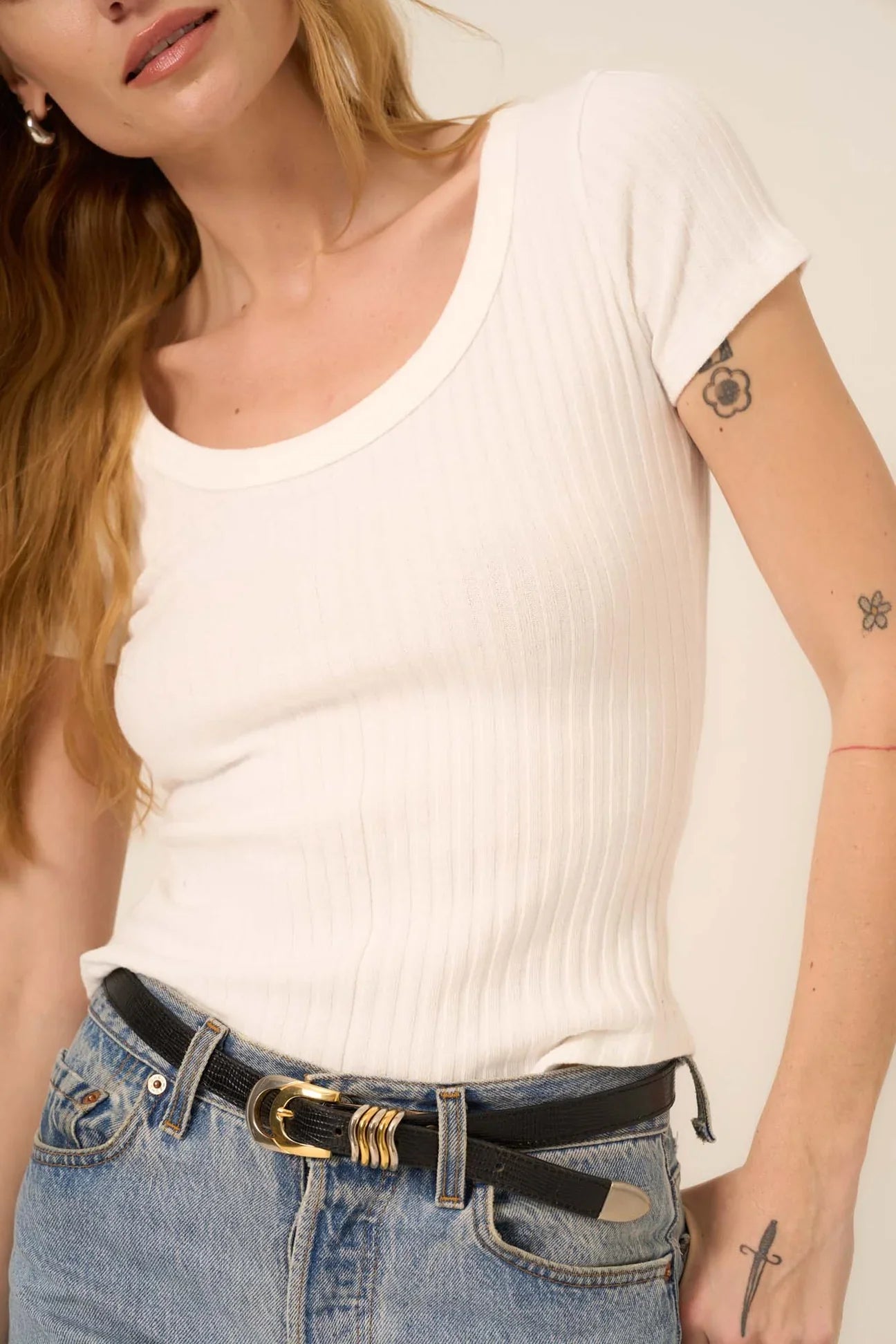 Project Social Julie Scoop Neck Sweater Rib Tee