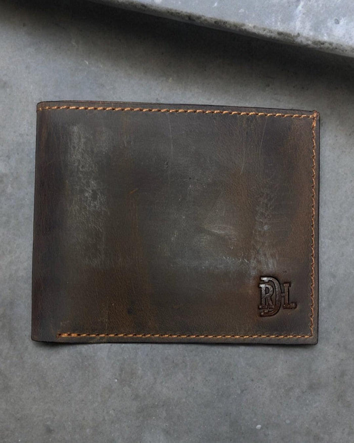 Red Dirt Hat Co. Brown Oiled Finish Genuine Leather Bi-Fold Wallet 22228881W2-Painted Cowgirl Western Store