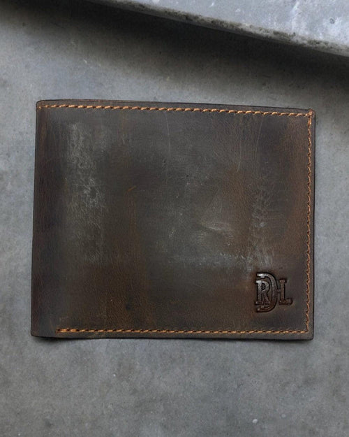 Red Dirt Hat Co. Brown Oiled Finish Genuine Leather Bi-Fold Wallet 22228881W2-Painted Cowgirl Western Store