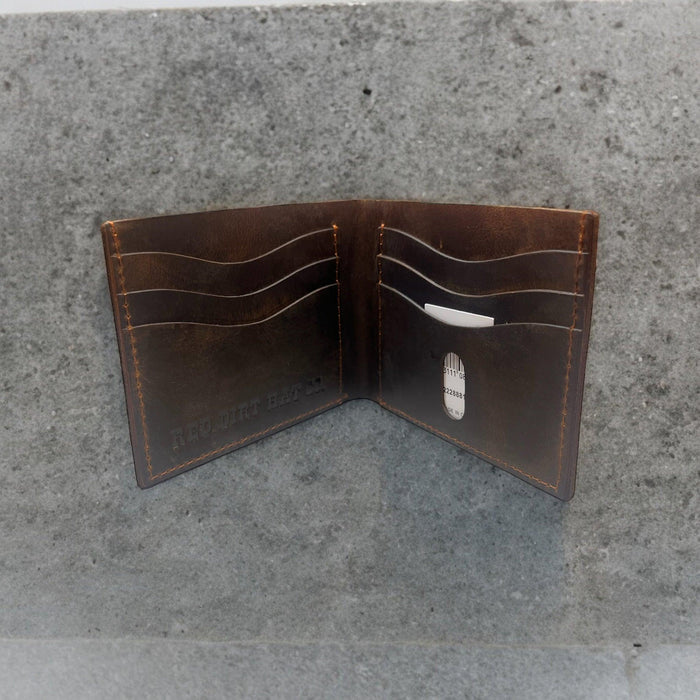 Red Dirt Hat Co. Brown Oiled Finish Genuine Leather Bi-Fold Wallet 22228881W2-Painted Cowgirl Western Store