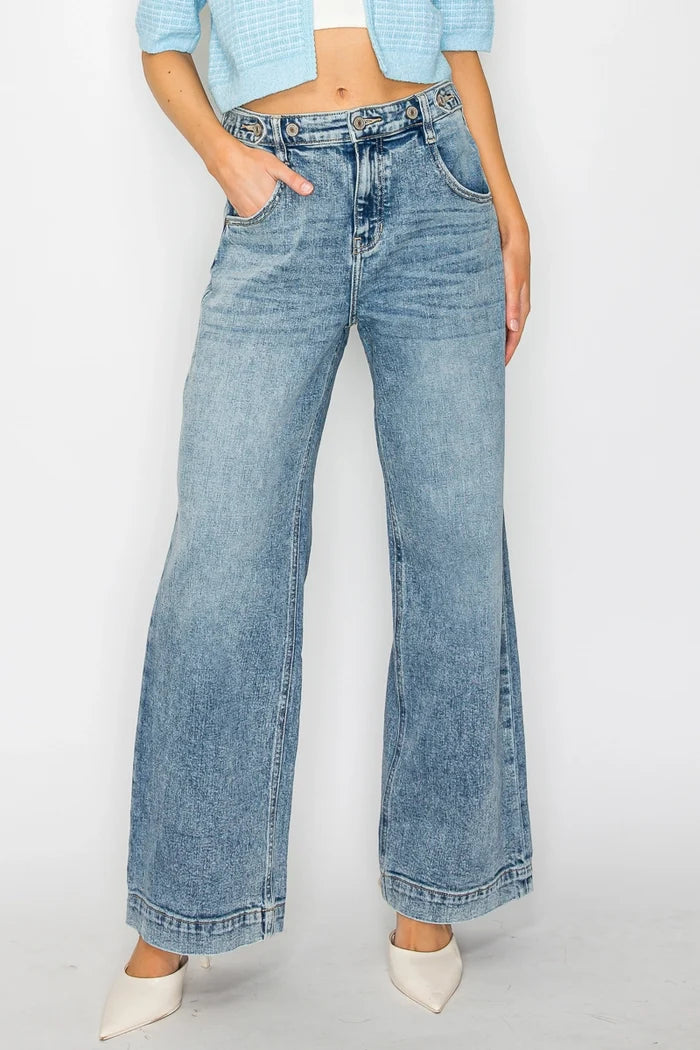 Riley Wide Leg Acid Wash Jeans