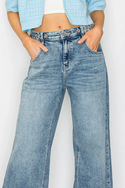 Riley Wide Leg Acid Wash Jeans