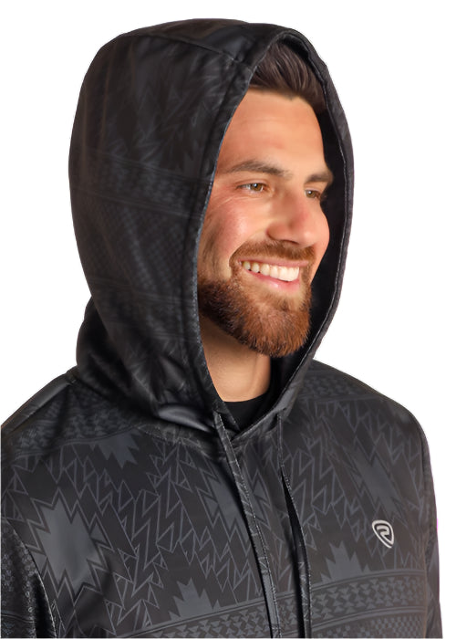 Rock & Roll Cowboy Men's Black Aztec Western Print Performance Hoodie BM94T05976