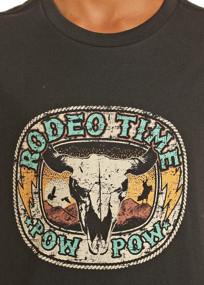 Rock & Roll Cowboy Youth Rodeo Time Black Pow Pow Graphic Tee Shirt BB21T04422-Painted Cowgirl Western Store