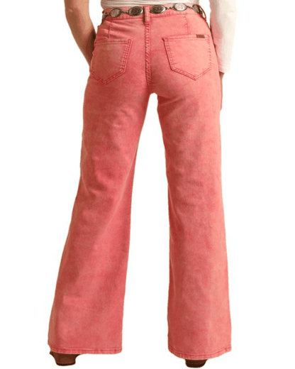 Rock & Roll Cowgirl Pink High Rise Distressed Wash Flare Jeans BW8PD03586