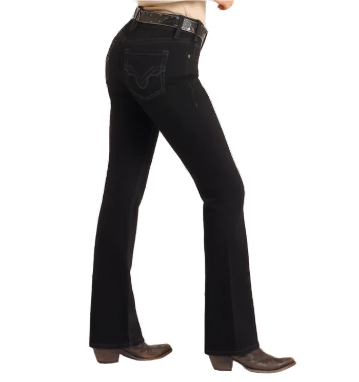 Rock & Roll Cowgirl Women's Black Mid-Rise Bootcut Jeans BW4MD05313
