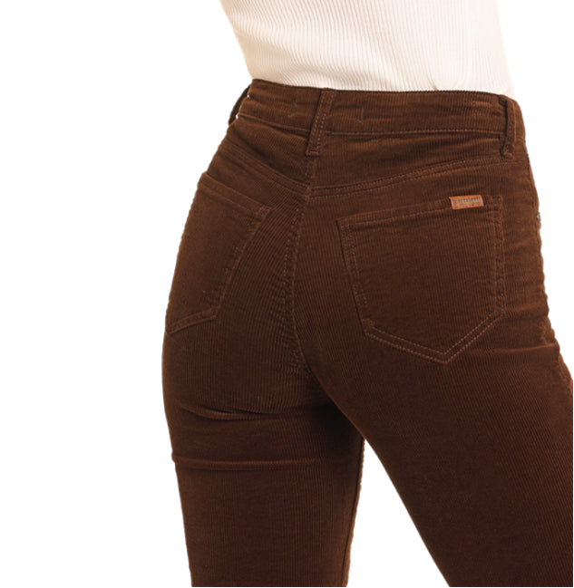 Rock & Roll Cowgirl Women's Brown Corduroy High Rise Slim Fit Modest Bootcut Jean BW1PD04756