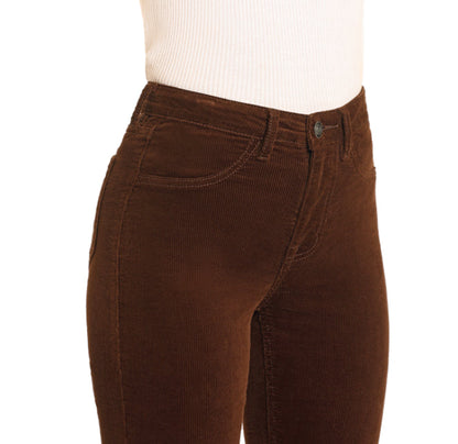 Rock & Roll Cowgirl Women's Brown Corduroy High Rise Slim Fit Modest Bootcut Jean BW1PD04756