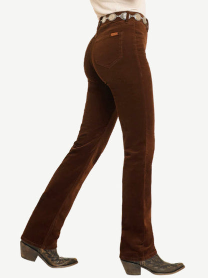 Rock & Roll Cowgirl Women's Brown Corduroy High Rise Slim Fit Modest Bootcut Jean BW1PD04756