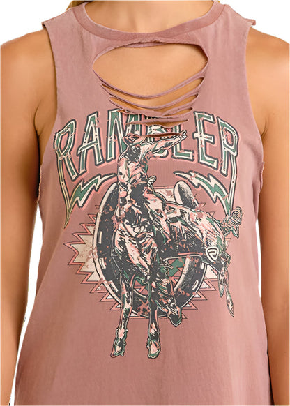 Rock & Roll Cowgirl Women's Brown Graphic Muscle Tee Dress BWD0R06464