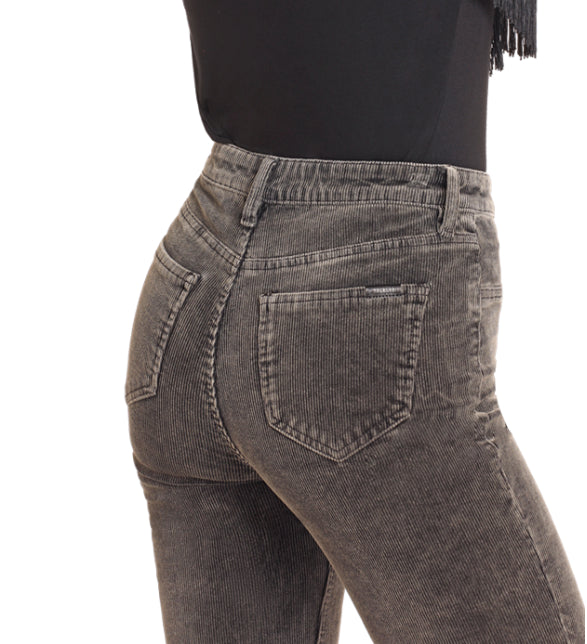 Rock & Roll Cowgirl Women's Charcoal Corduroy High Rise Slim Fit Modest Bootcut Pants BW1PD04757