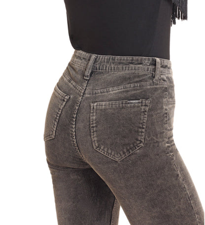 Rock & Roll Cowgirl Women's Charcoal Corduroy High Rise Slim Fit Modest Bootcut Pants BW1PD04757