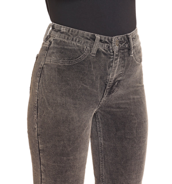 Rock & Roll Cowgirl Women's Charcoal Corduroy High Rise Slim Fit Modest Bootcut Pants BW1PD04757
