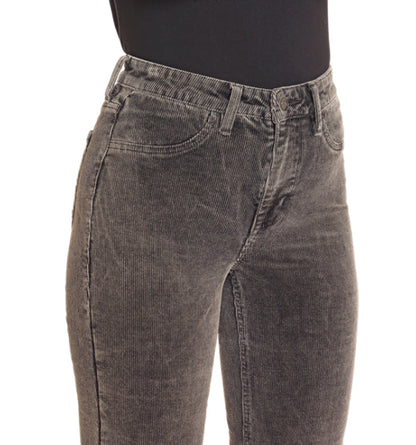 Rock & Roll Cowgirl Women's Charcoal Corduroy High Rise Slim Fit Modest Bootcut Pants BW1PD04757