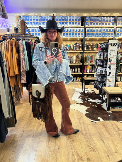Rock & Roll Cowgirl Women's Rust Corduroy Button Flare Jeans BW6PD04746-Painted Cowgirl Western Store