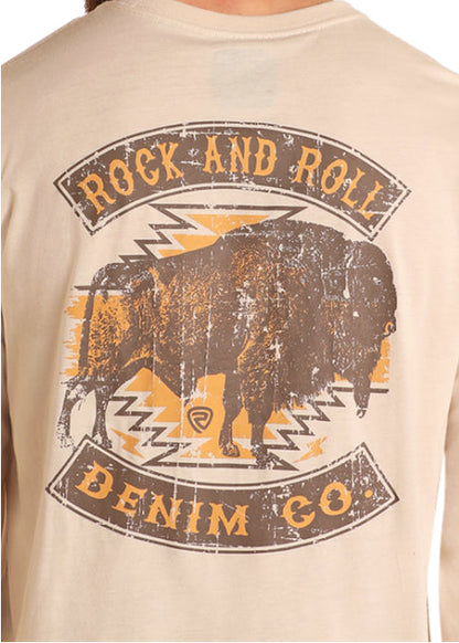 Rock & Roll Denim Men's Western Buffalo Graphic Long Sleeve Tee BU22T05599