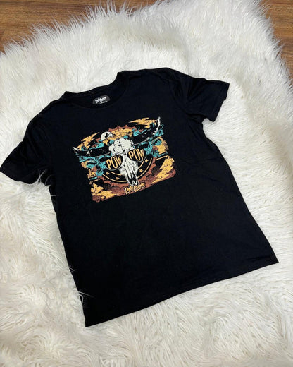 Rock & Roll Denim Unisex Black Dale Brisby Steerhead Graphic Tee BU21T04424-Painted Cowgirl Western Store