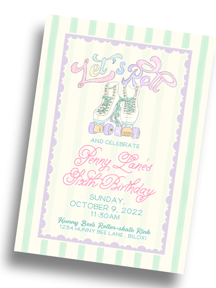 Roller Skate Birthday Invitation
