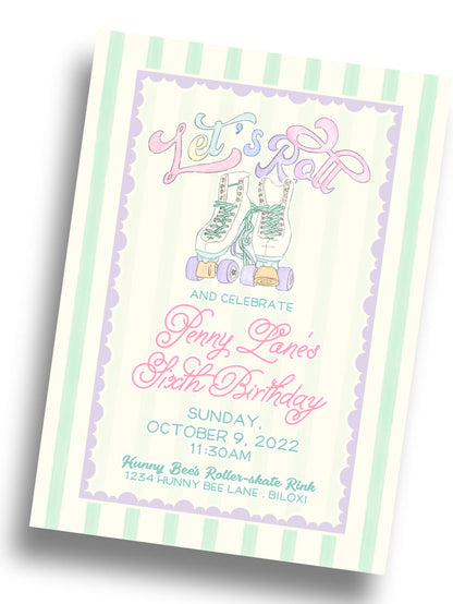 Roller Skate Birthday Invitation