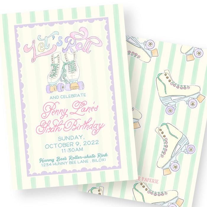 Roller Skate Birthday Invitation