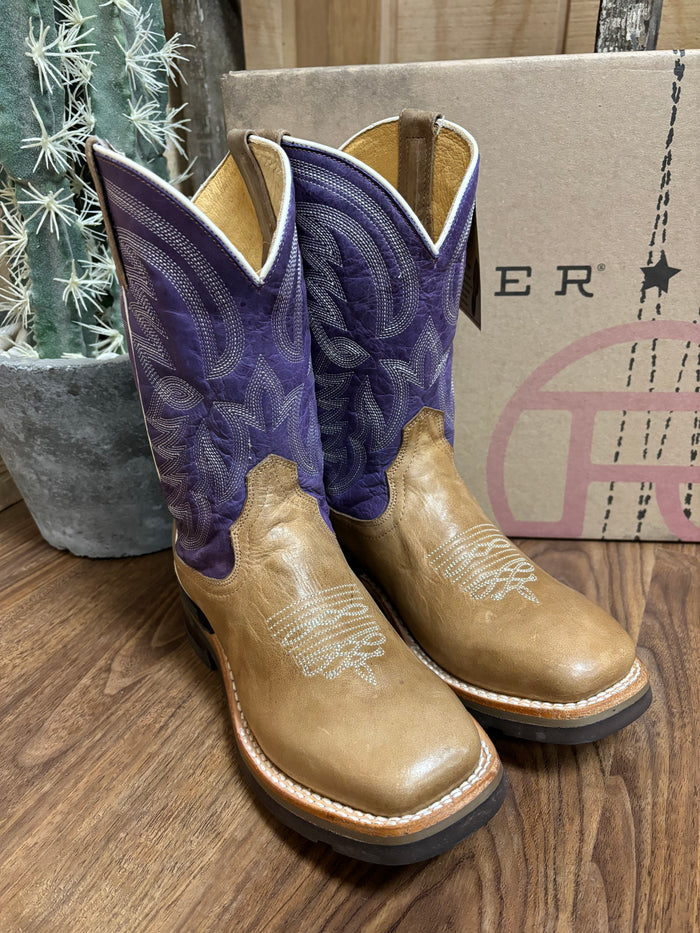Roper Girl's Purple & Marbled Tan Square Toe Cowboy Boots 9991-0405-Painted Cowgirl Western Store