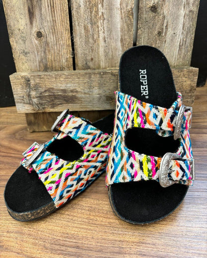 Roper Women's Desiree Bright Serape Two Strap Sandals 0607-3443-Painted Cowgirl Western Store